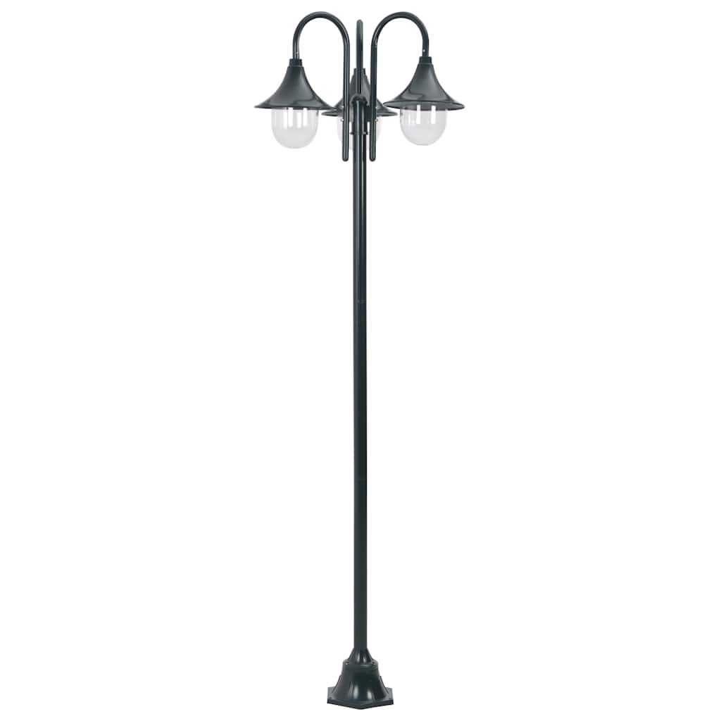 Candeeiro de pé jardim 3 braços E27 220cm alumínio verde escuro