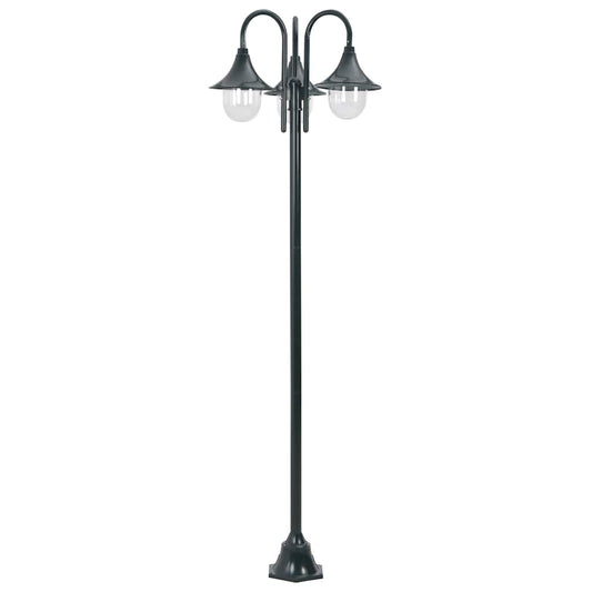 Candeeiro de pé jardim 3 braços E27 220cm alumínio verde escuro