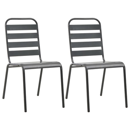 Cadeiras de exterior empilháveis 2 pcs aço cinzento