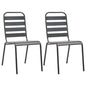 Cadeiras de exterior empilháveis 2 pcs aço cinzento