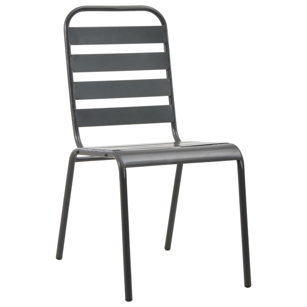 Cadeiras de exterior empilháveis 2 pcs aço cinzento