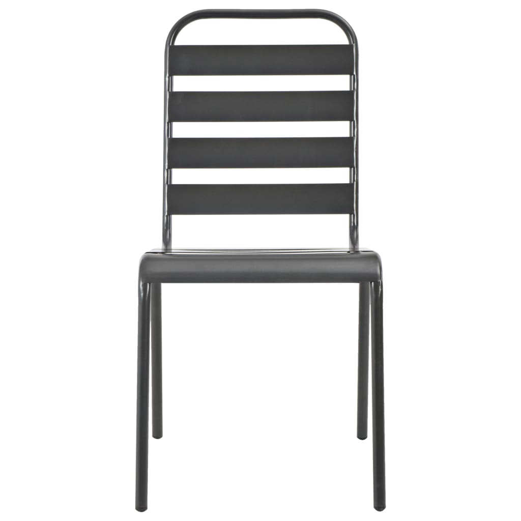 Cadeiras de exterior empilháveis 2 pcs aço cinzento