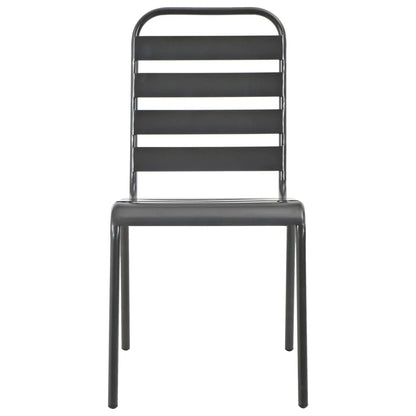 Cadeiras de exterior empilháveis 2 pcs aço cinzento