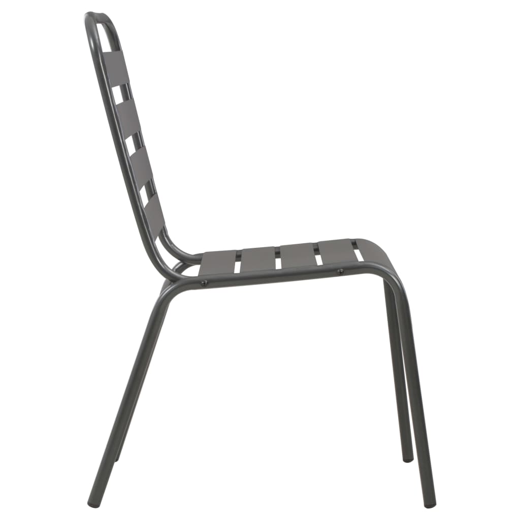 Cadeiras de exterior empilháveis 2 pcs aço cinzento