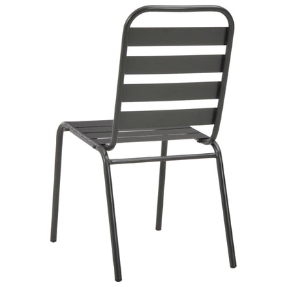 Cadeiras de exterior empilháveis 2 pcs aço cinzento
