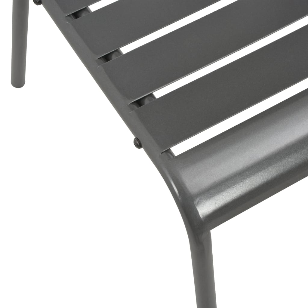 Cadeiras de exterior empilháveis 2 pcs aço cinzento