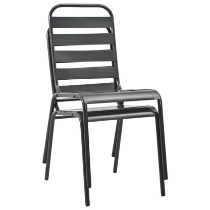 Cadeiras de exterior empilháveis 2 pcs aço cinzento