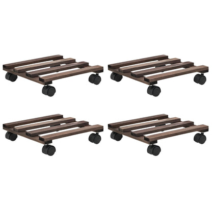 Bases com rodas p/ vasos 4 pcs madeira de cedro 25x25 cm