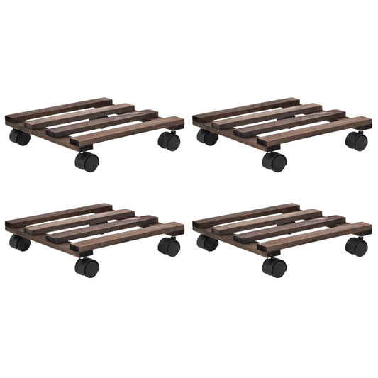 Bases com rodas p/ vasos 4 pcs madeira de cedro 25x25 cm