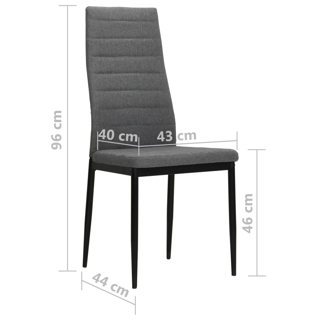 Cadeiras de jantar 2 pcs tecido cinzento-claro
