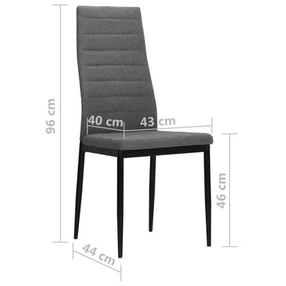 Cadeiras de jantar 2 pcs tecido cinzento-claro