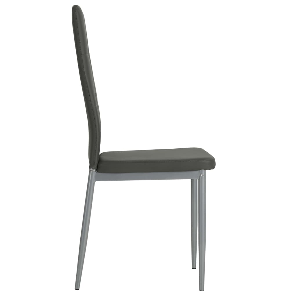 Cadeiras de jantar 2 pcs couro artificial cinzento