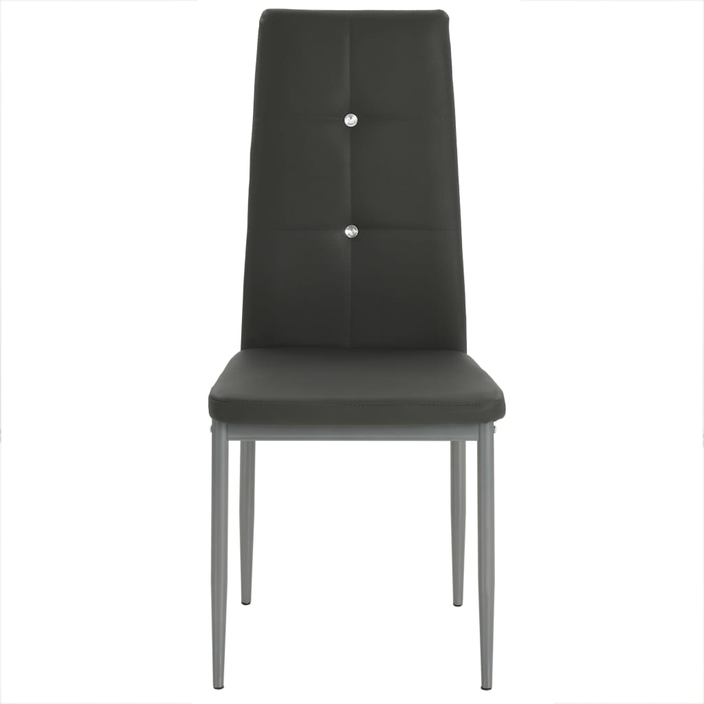 Cadeiras de jantar 2 pcs couro artificial cinzento
