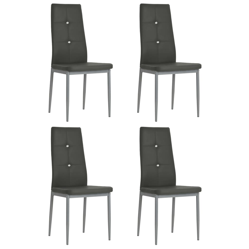 Cadeiras de jantar 4 pcs couro artificial cinzento