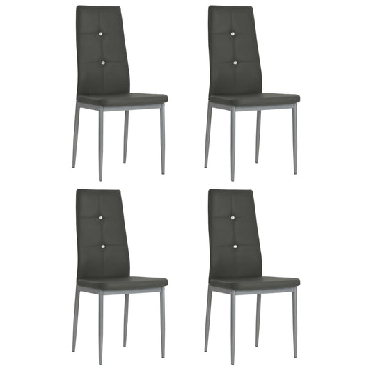 Cadeiras de jantar 4 pcs couro artificial cinzento