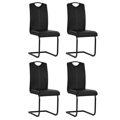 Cadeiras de jantar cantilever 4 pcs couro artificial preto