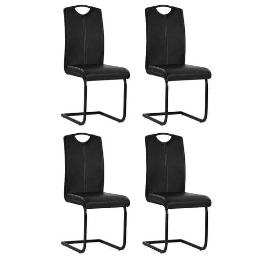 Cadeiras de jantar cantilever 4 pcs couro artificial preto