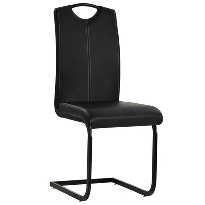 Cadeiras de jantar cantilever 4 pcs couro artificial preto