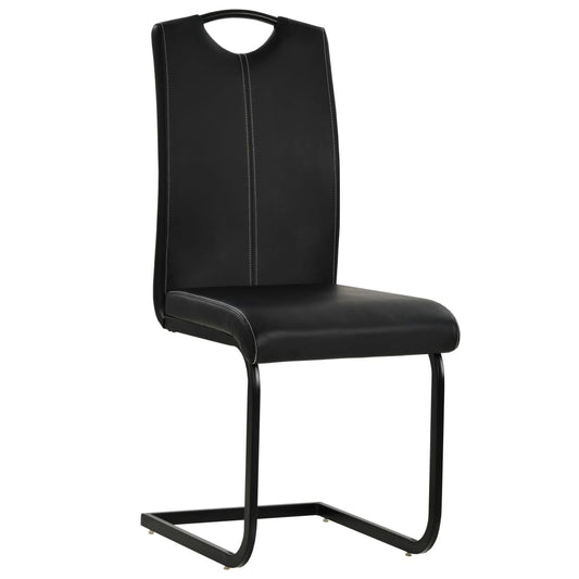 Cadeiras de jantar cantilever 4 pcs couro artificial preto