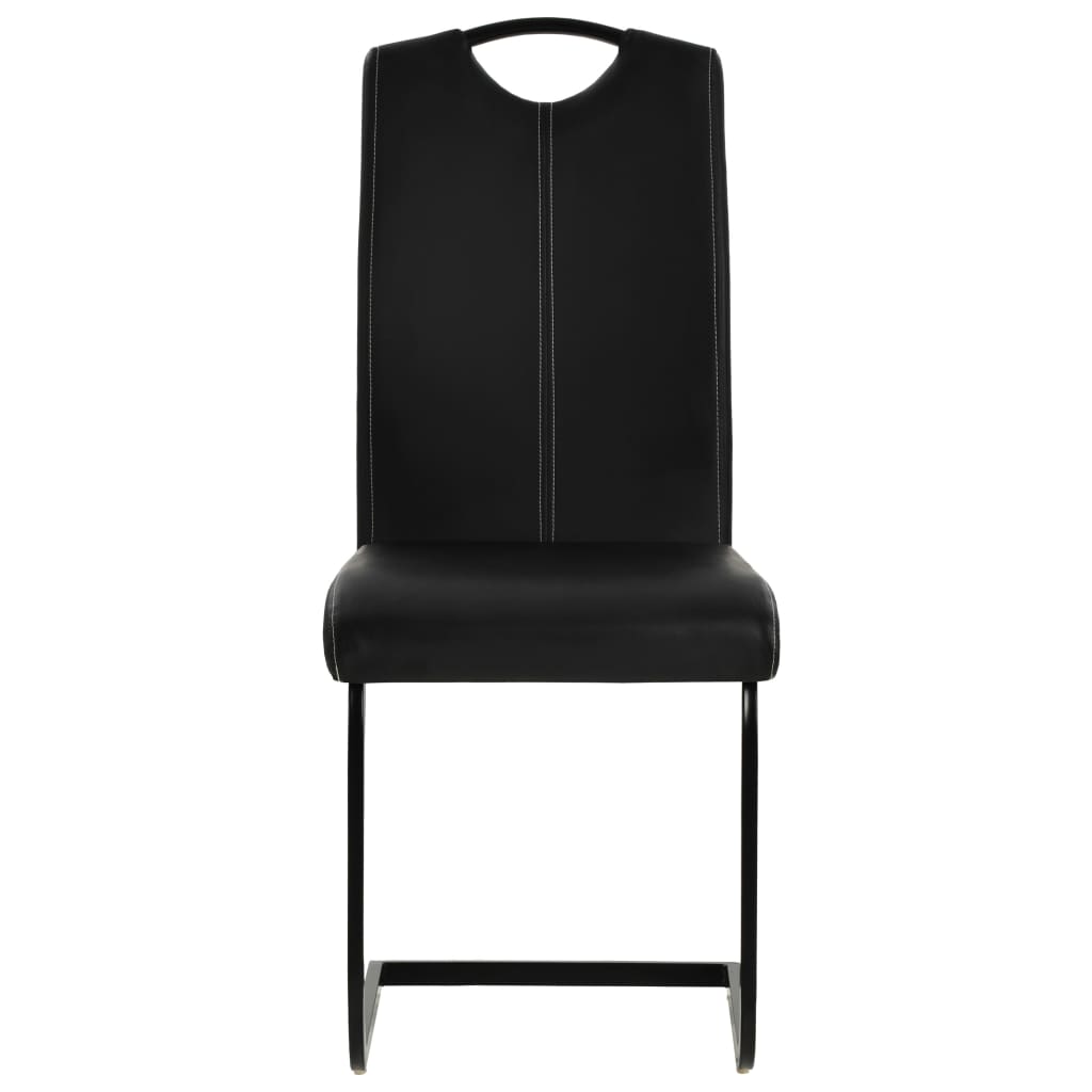 Cadeiras de jantar cantilever 4 pcs couro artificial preto