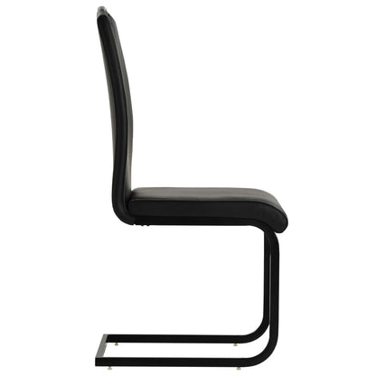 Cadeiras de jantar cantilever 4 pcs couro artificial preto