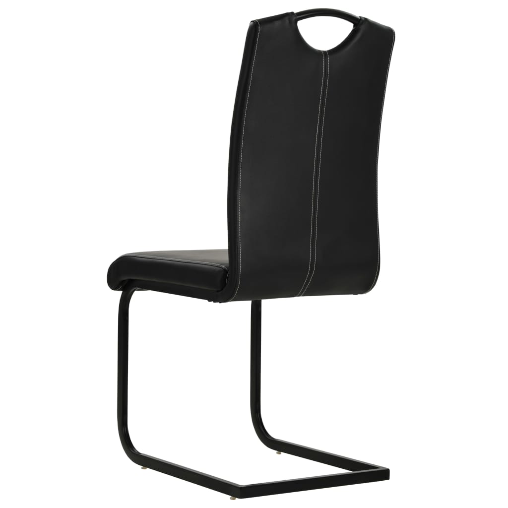 Cadeiras de jantar cantilever 4 pcs couro artificial preto