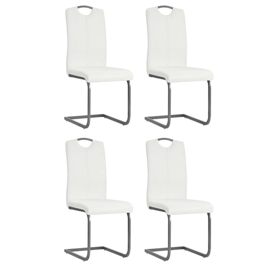 Cadeiras de jantar cantilever 4 pcs couro artificial branco