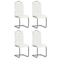 Cadeiras de jantar cantilever 4 pcs couro artificial branco