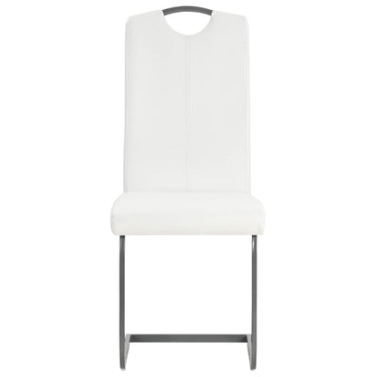 Cadeiras de jantar cantilever 4 pcs couro artificial branco