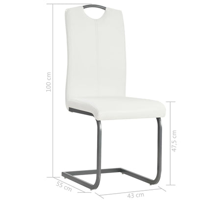 Cadeiras de jantar cantilever 4 pcs couro artificial branco