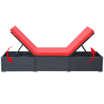 Espreguiçadeira com almofadão vime PE preto