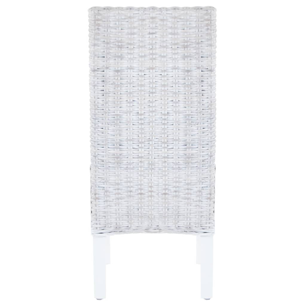 Cadeiras de jantar 2 pcs vime Kubu + madeira mogno castanho