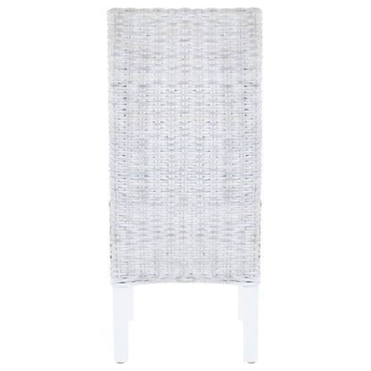 Cadeiras de jantar 2 pcs vime Kubu + madeira mogno castanho