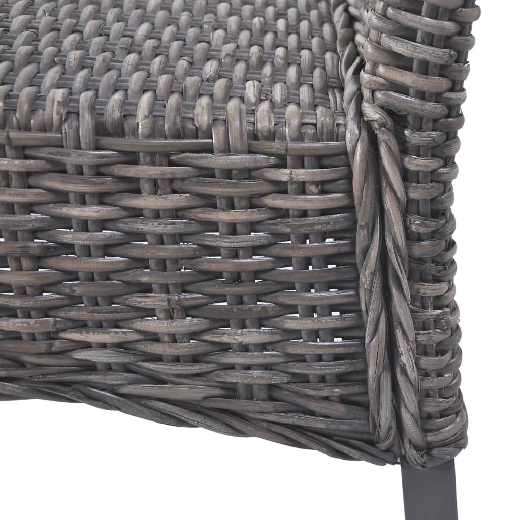 Cadeiras jantar 2 pcs vime Kubu castanho + madeira mogno