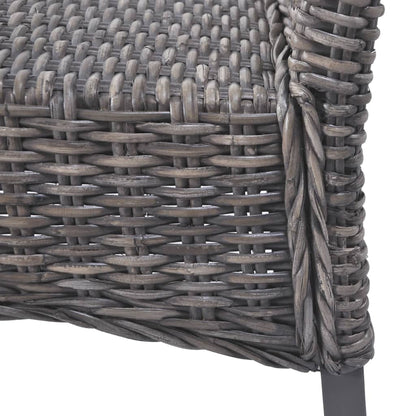 Cadeiras jantar 2 pcs vime Kubu castanho + madeira mogno