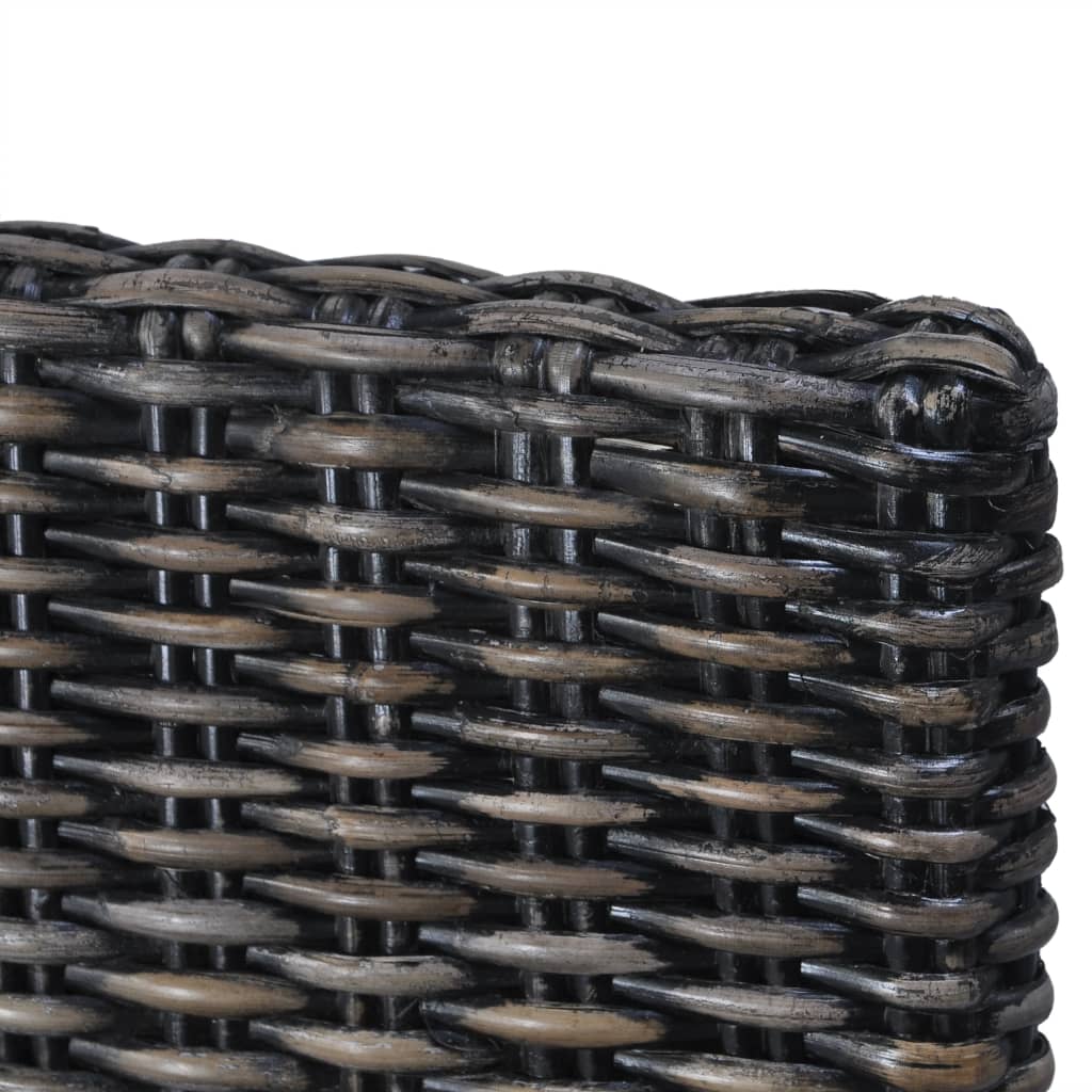 Cadeiras de jantar 2 pcs vime Kubu preto + madeira mogno