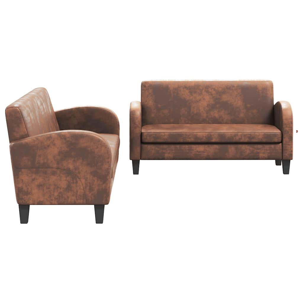 Conjunto de sofás 2 pcs camurça artificial castanho