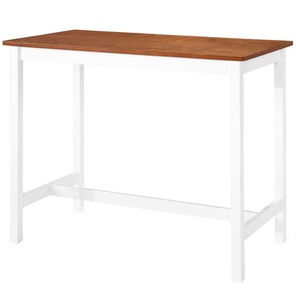 Mesa e cadeiras de bar 3 pcs madeira maciça castanho e branco