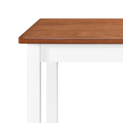 Mesa e cadeiras de bar 3 pcs madeira maciça castanho e branco