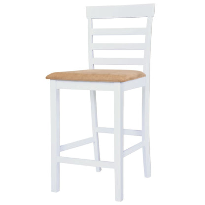 Mesa e cadeiras de bar 3 pcs madeira maciça castanho e branco