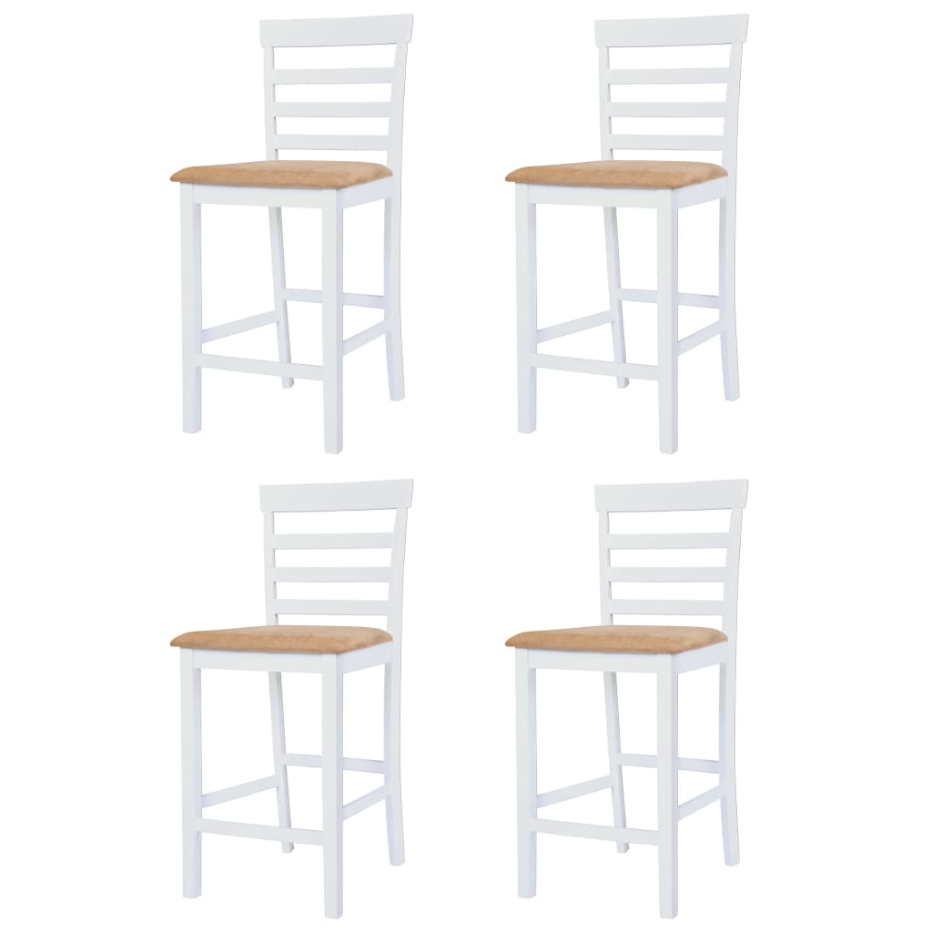 Mesa e cadeiras de bar 5 pcs madeira maciça castanho e branco