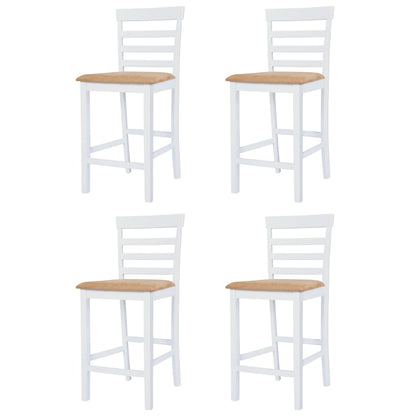 Mesa e cadeiras de bar 5 pcs madeira maciça castanho e branco