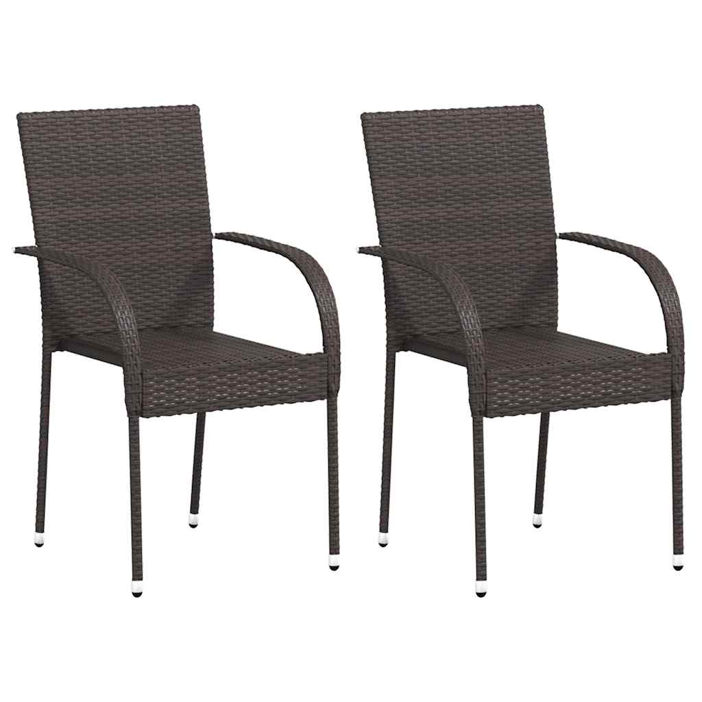 Cadeiras de exterior empilháveis 2 pcs vime PE castanho