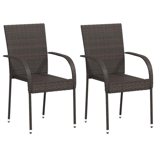Cadeiras de exterior empilháveis 2 pcs vime PE castanho