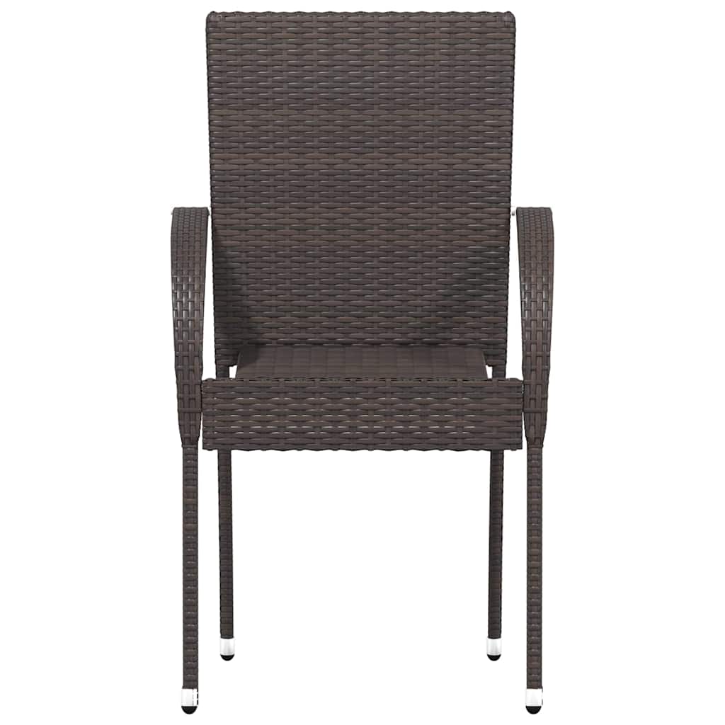 Cadeiras de exterior empilháveis 2 pcs vime PE castanho
