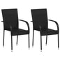 Cadeiras de exterior empilháveis 2 pcs vime PE preto