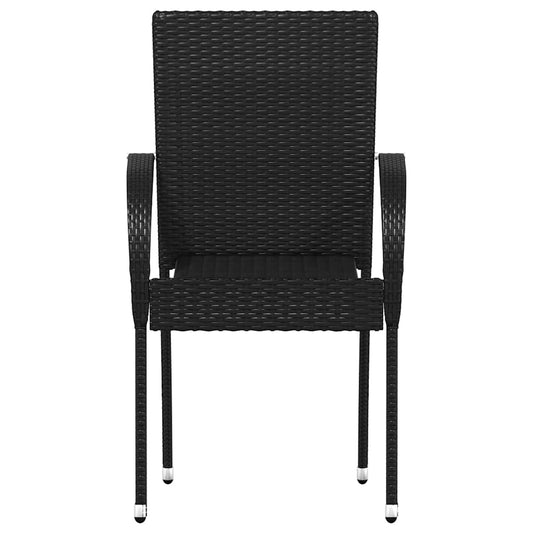 Cadeiras de exterior empilháveis 2 pcs vime PE preto