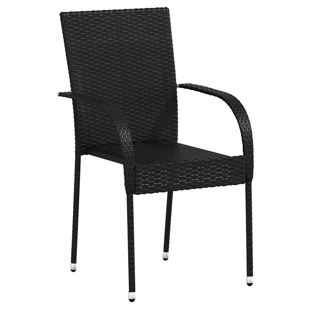 Cadeiras de exterior empilháveis 2 pcs vime PE preto