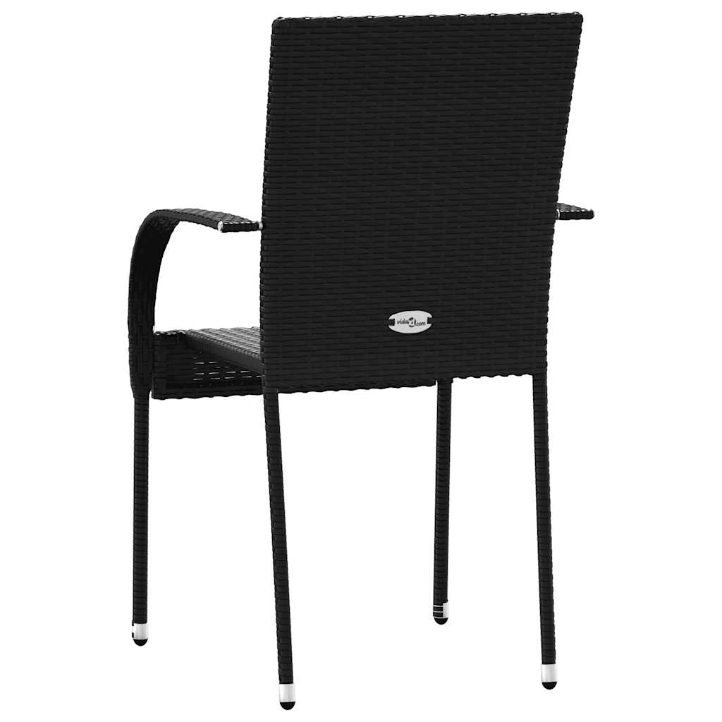 Cadeiras de exterior empilháveis 2 pcs vime PE preto