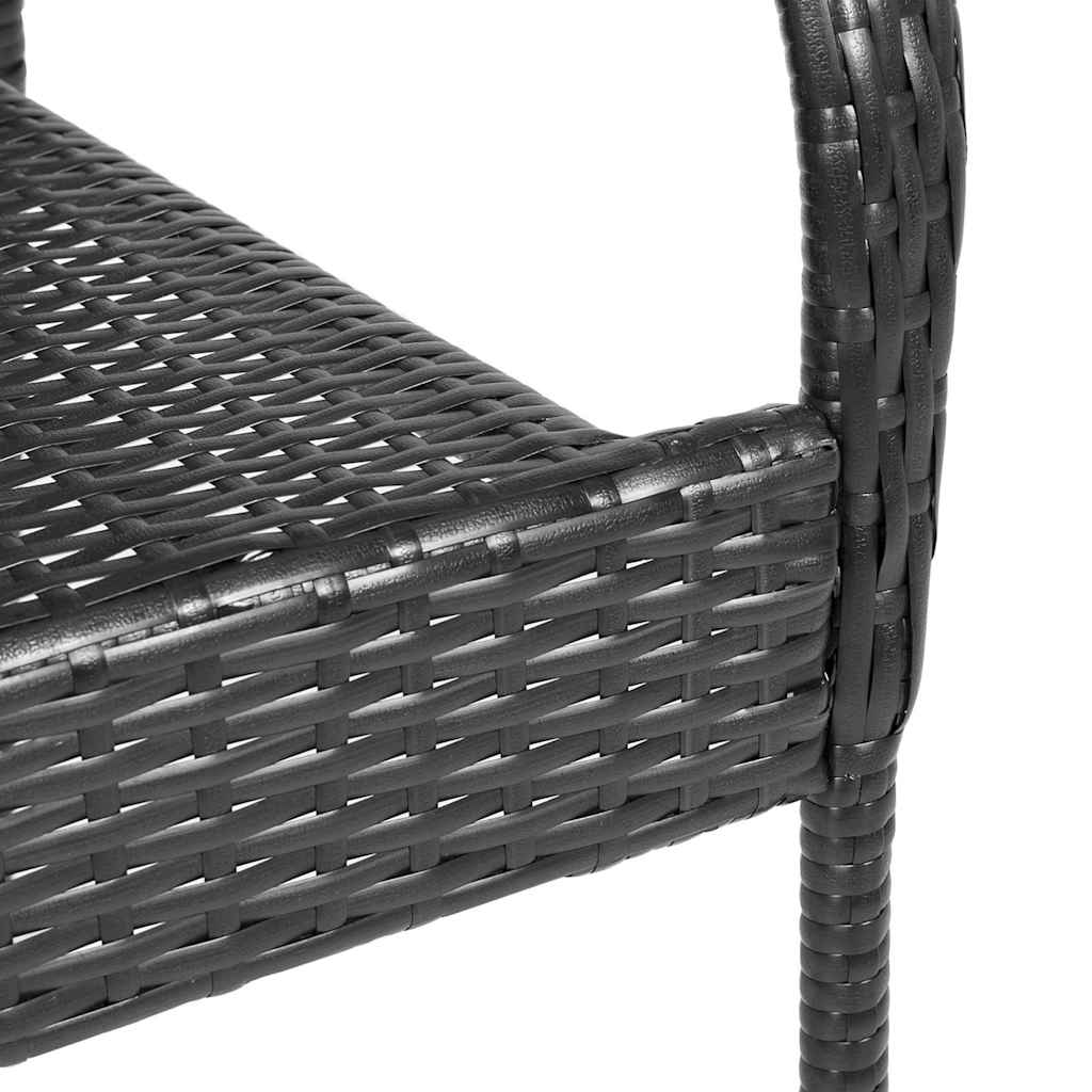 Cadeiras de exterior empilháveis 2 pcs vime PE preto